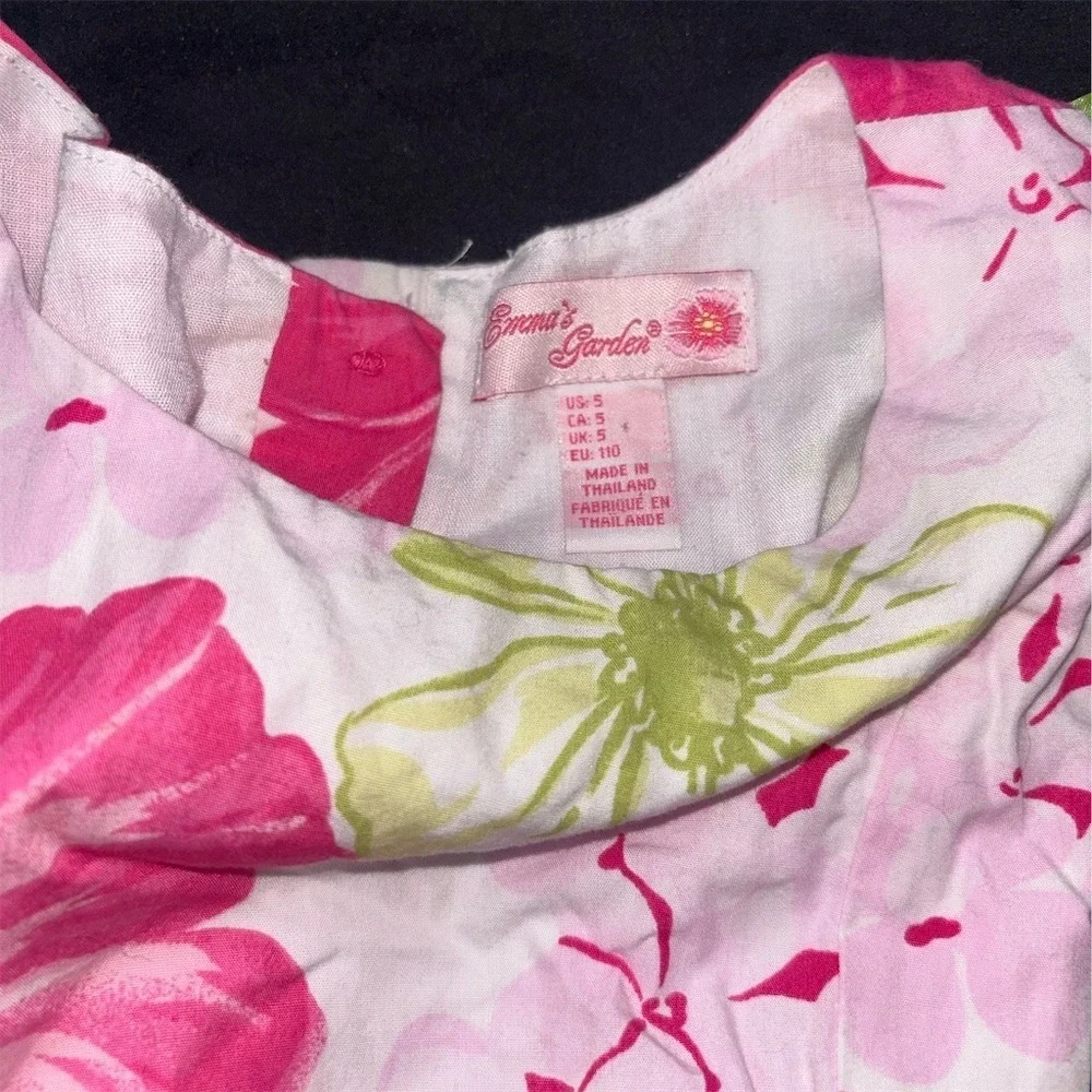 Emma's Garden Girls Floral Fit & Flare Party Dress Pink Green Size 4T oks money